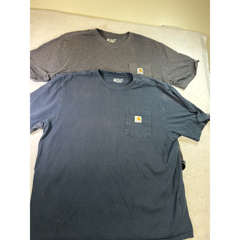 Carhartt Bundle Of 2 Mens XL Navy & Gray One Pocket Relaxed Fit T-Shirts READ